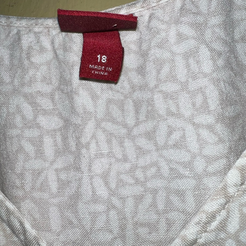 Merona Cream Linen Blend Casual Front Tie Short Sleeve Midi Dress Size 18 - Picture 11 of 14